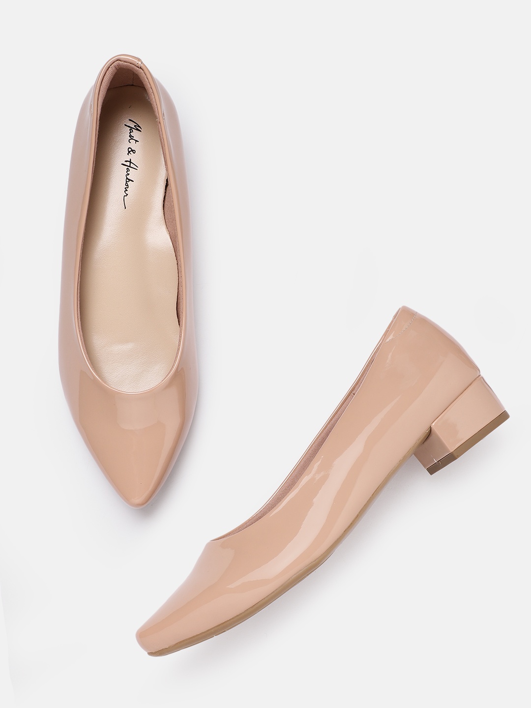 

Mast & Harbour Women Nude-Coloured Solid Patent Finish Ballerinas