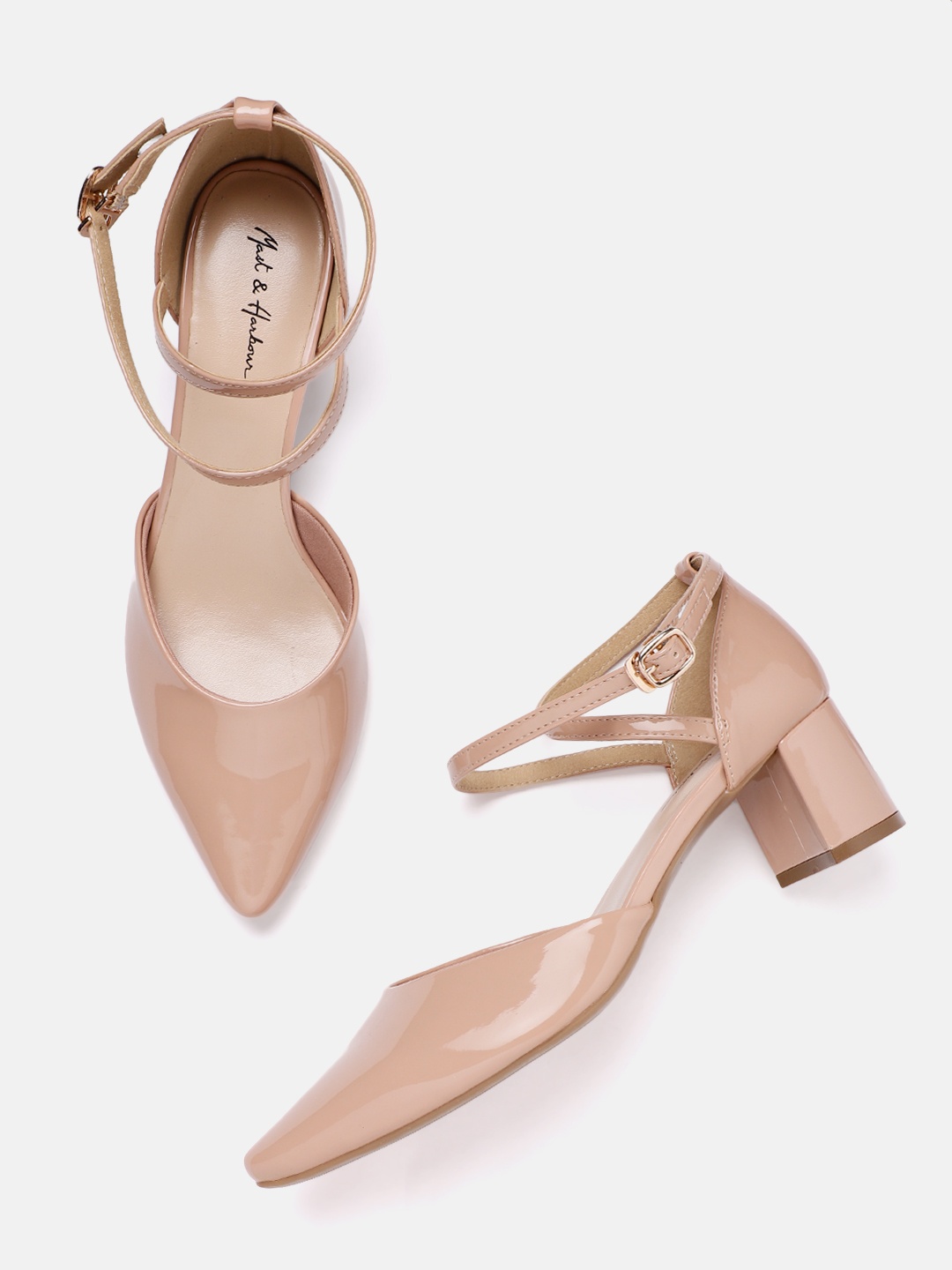 

Mast & Harbour Nude-Coloured Solid Patent Finish Pumps