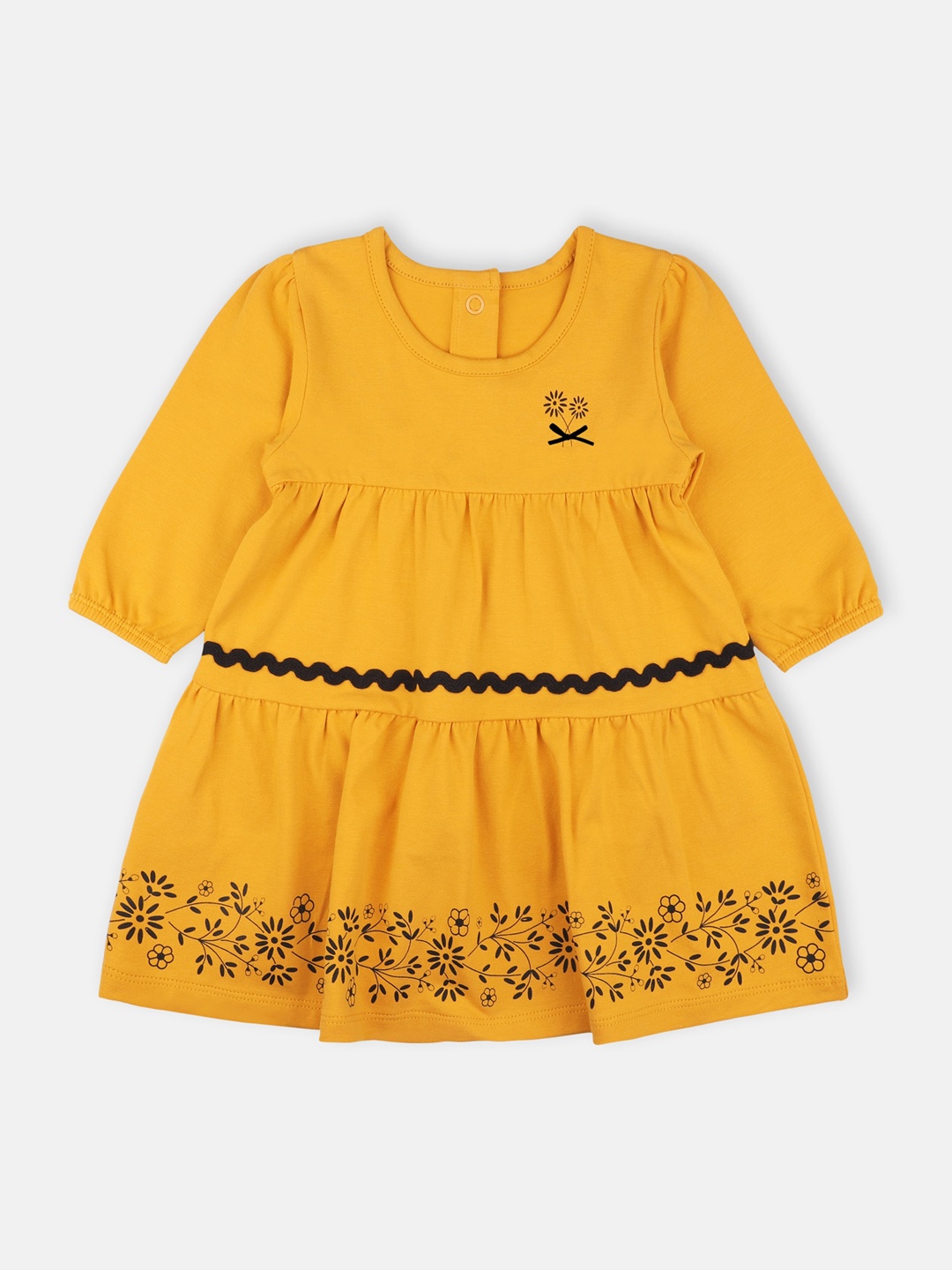 

Babysafe Girls Yellow Printed Tiered Dress