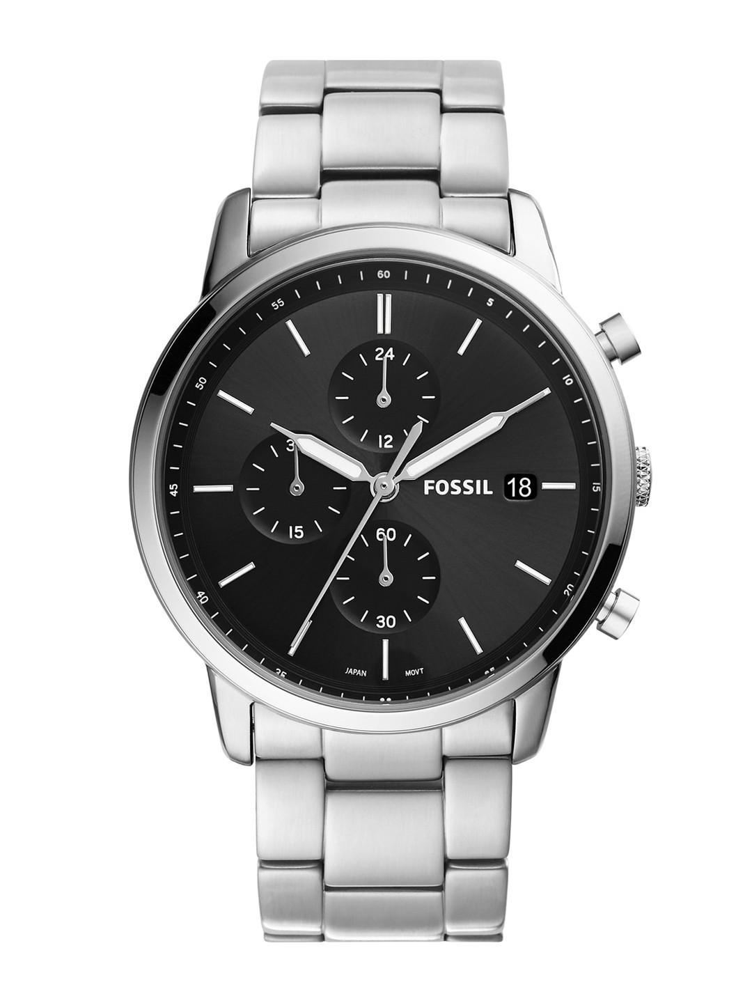 

Fossil Men Black Dial& Silver Toned Stainless Steel Analogue Watch FS5847