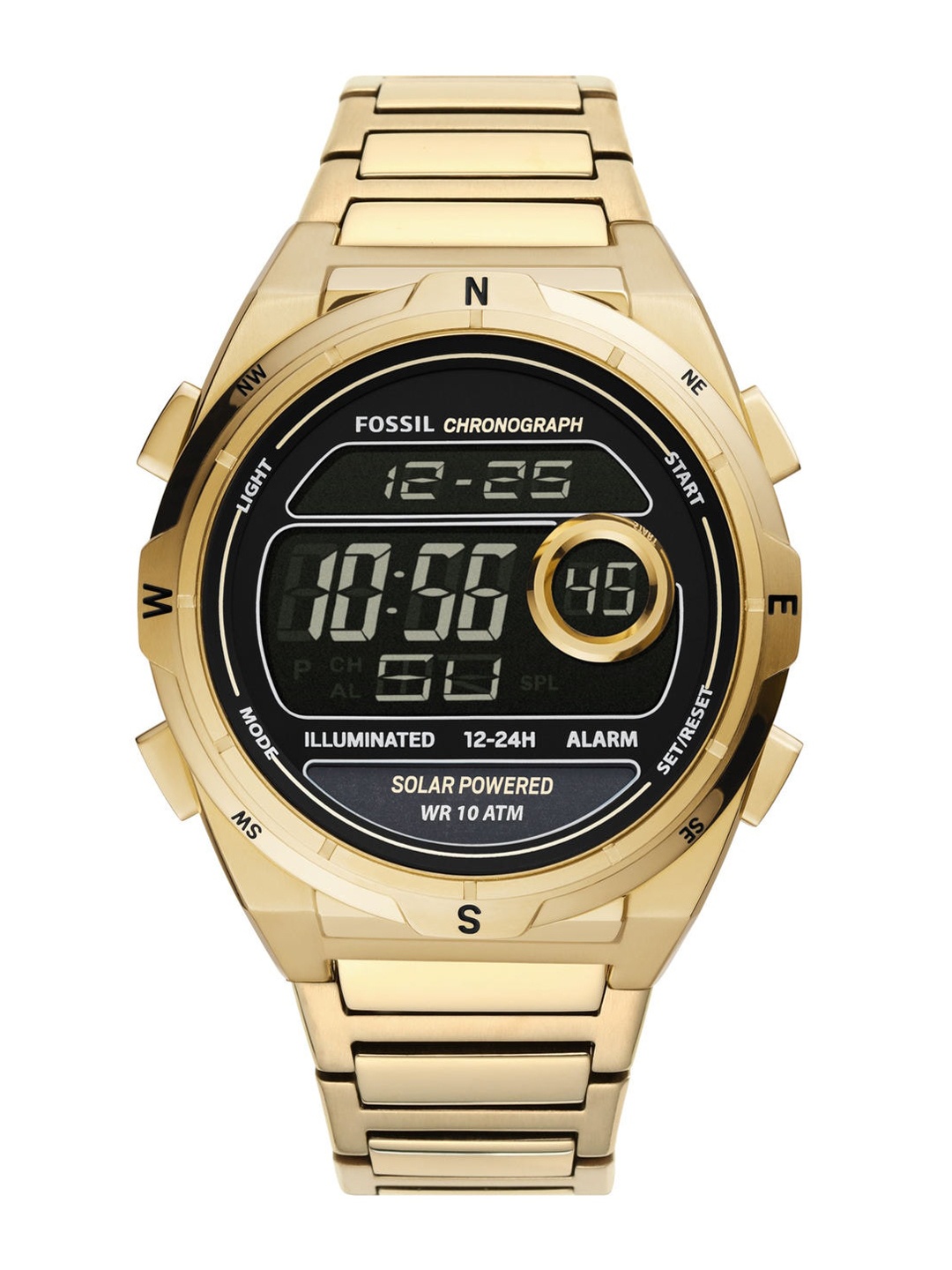 

Fossil Men Black Dial & Gold Toned Stainless Steel Digital Watch FS5862