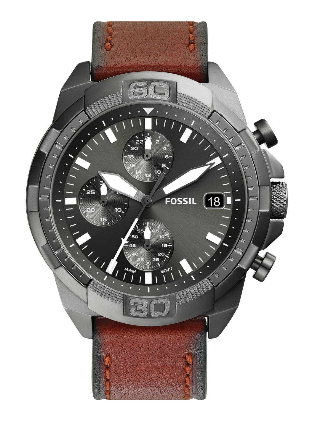 

Fossil Men Grey Dial & Brown Leather Straps Analogue Watch FS5855
