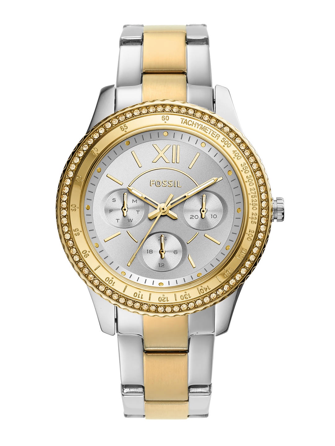 

Fossil Women Silver-Toned Embellished Dial& Multicoloured Analogue Watch ES5107, Multi