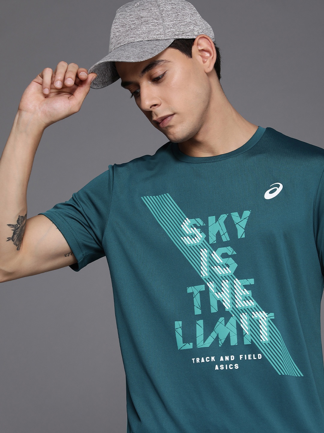 

ASICS Men Blue Typography Printed T-shirt