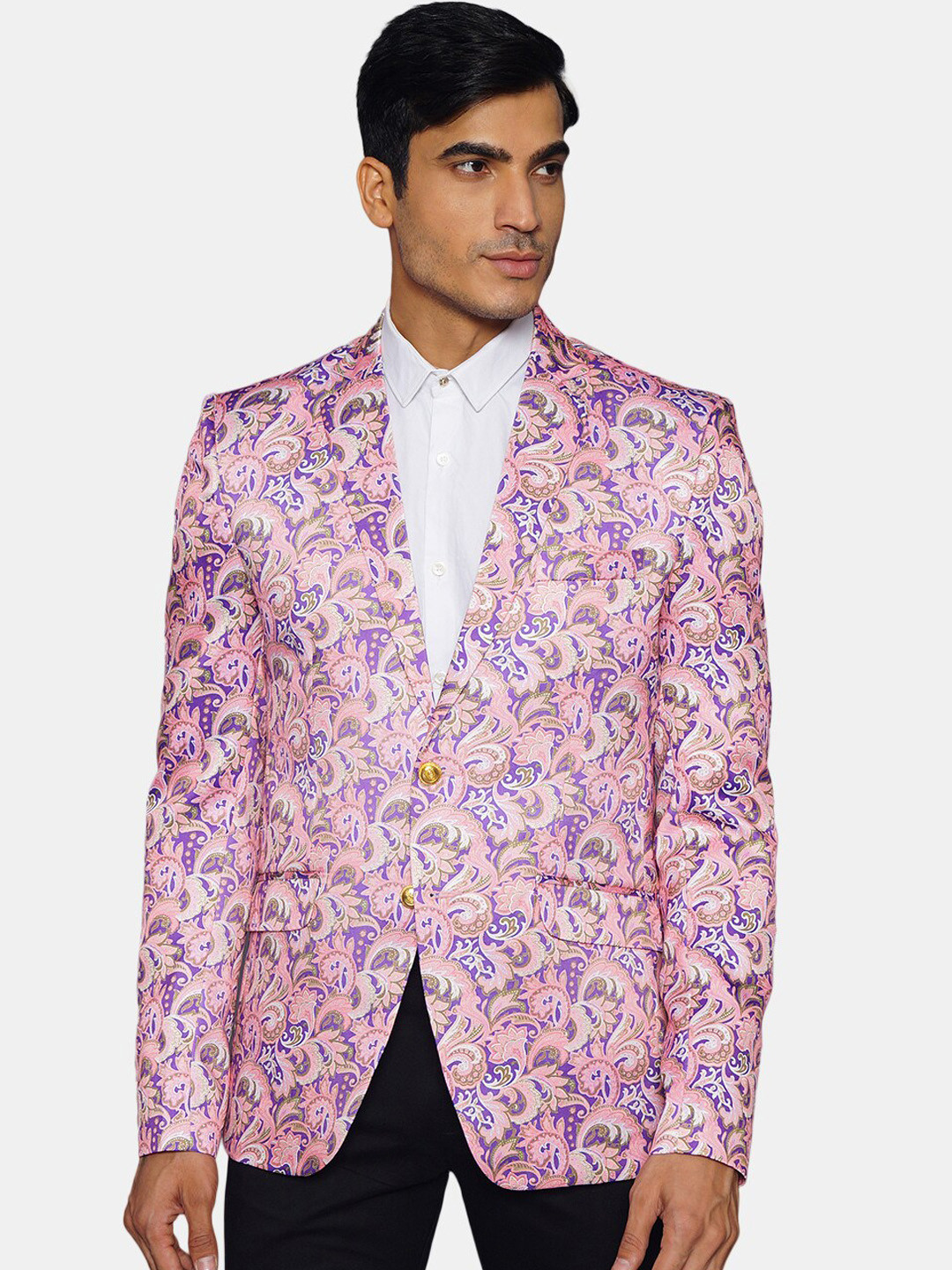 

Wintage Men Pink & Purple Printed Single-Breasted Casual Blazer