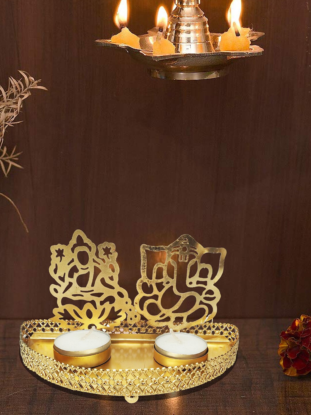 

WENS Gold-Toned Laxmi Ganesha Tea Light Candle Holder