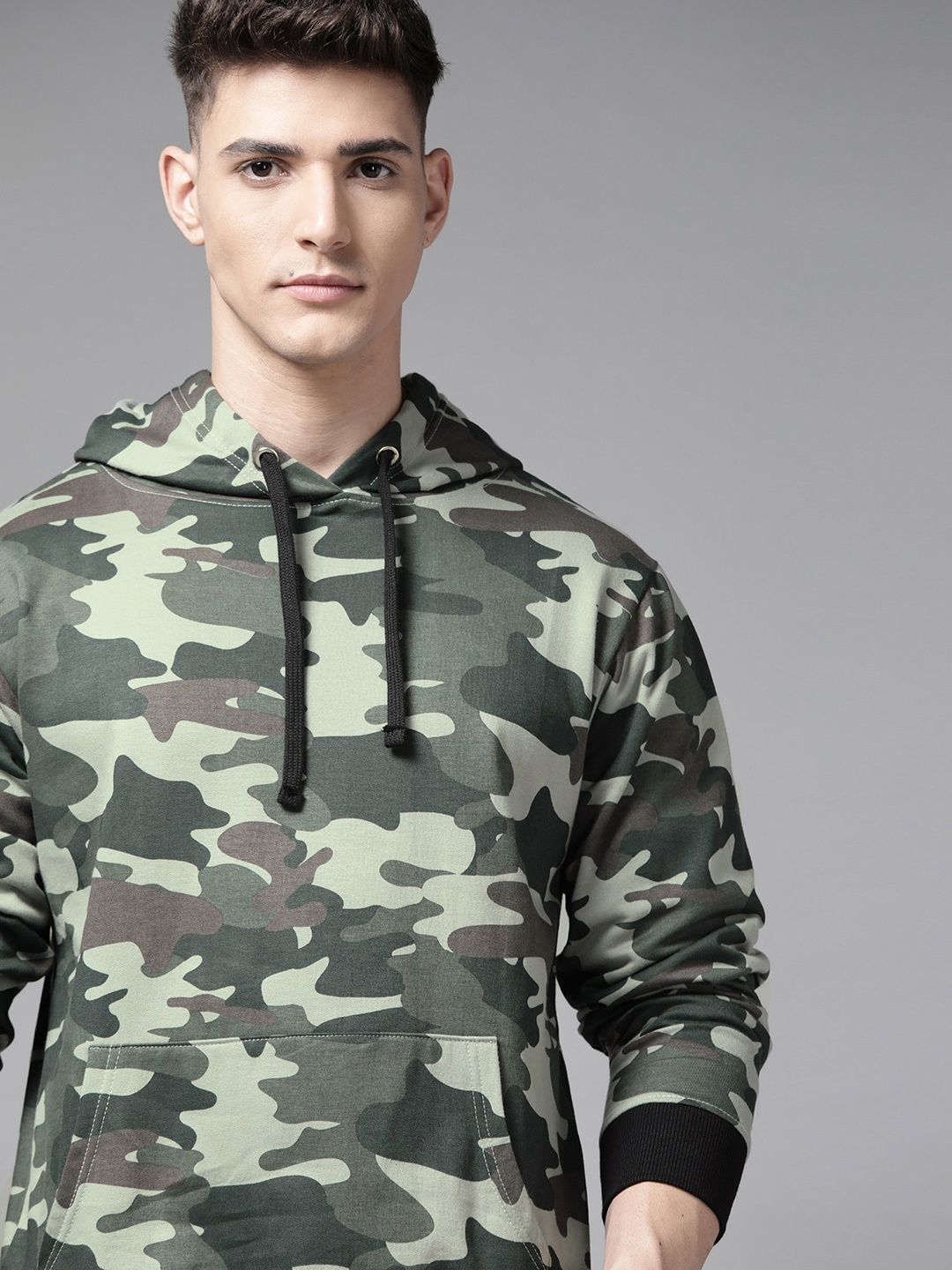 

The Dry State Men Green Printed Hooded Sweatshirt