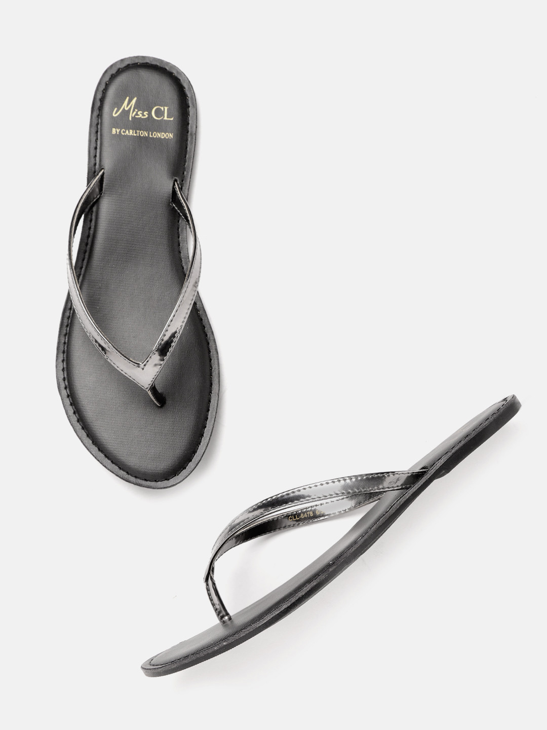 

Carlton London Miss CL Women Gunmetal-Toned Solid Open Toe Flats, Metallic