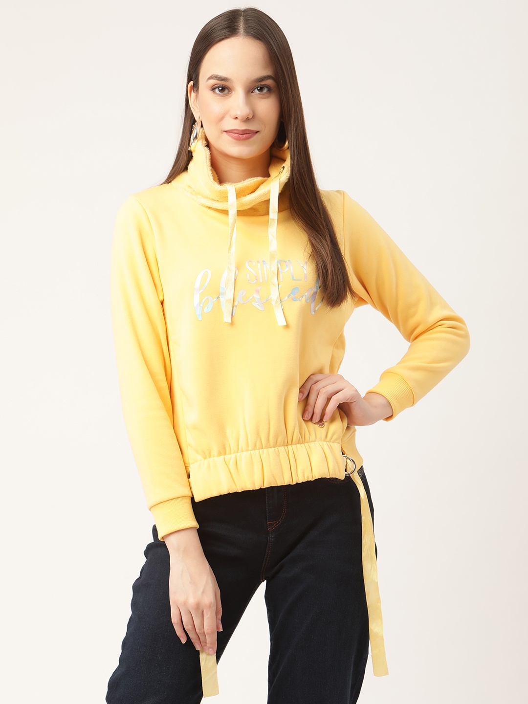 

Duke Women Yellow& Silver Printed Sweatshirt