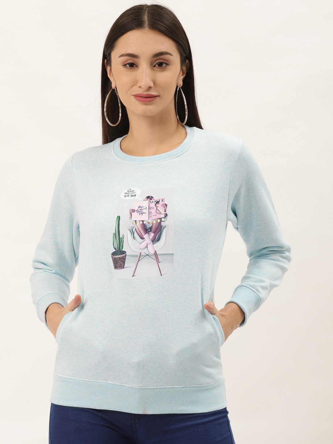 

Duke Women Blue & Pink Printed Sweatshirt