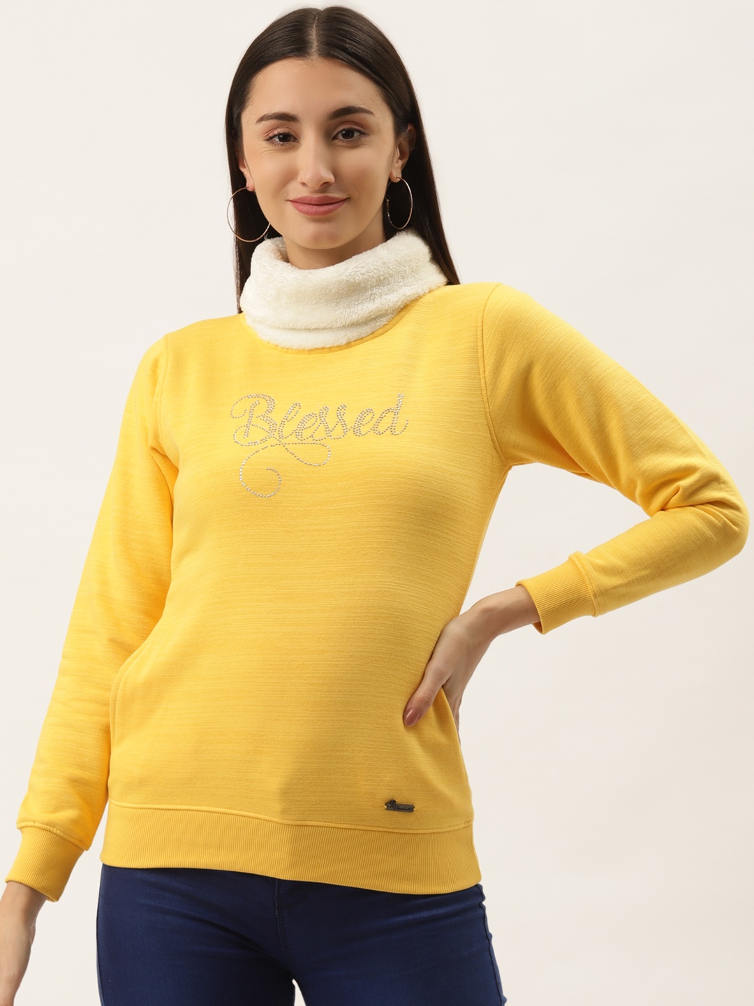 

Duke Women Yellow Printed Sweatshirt