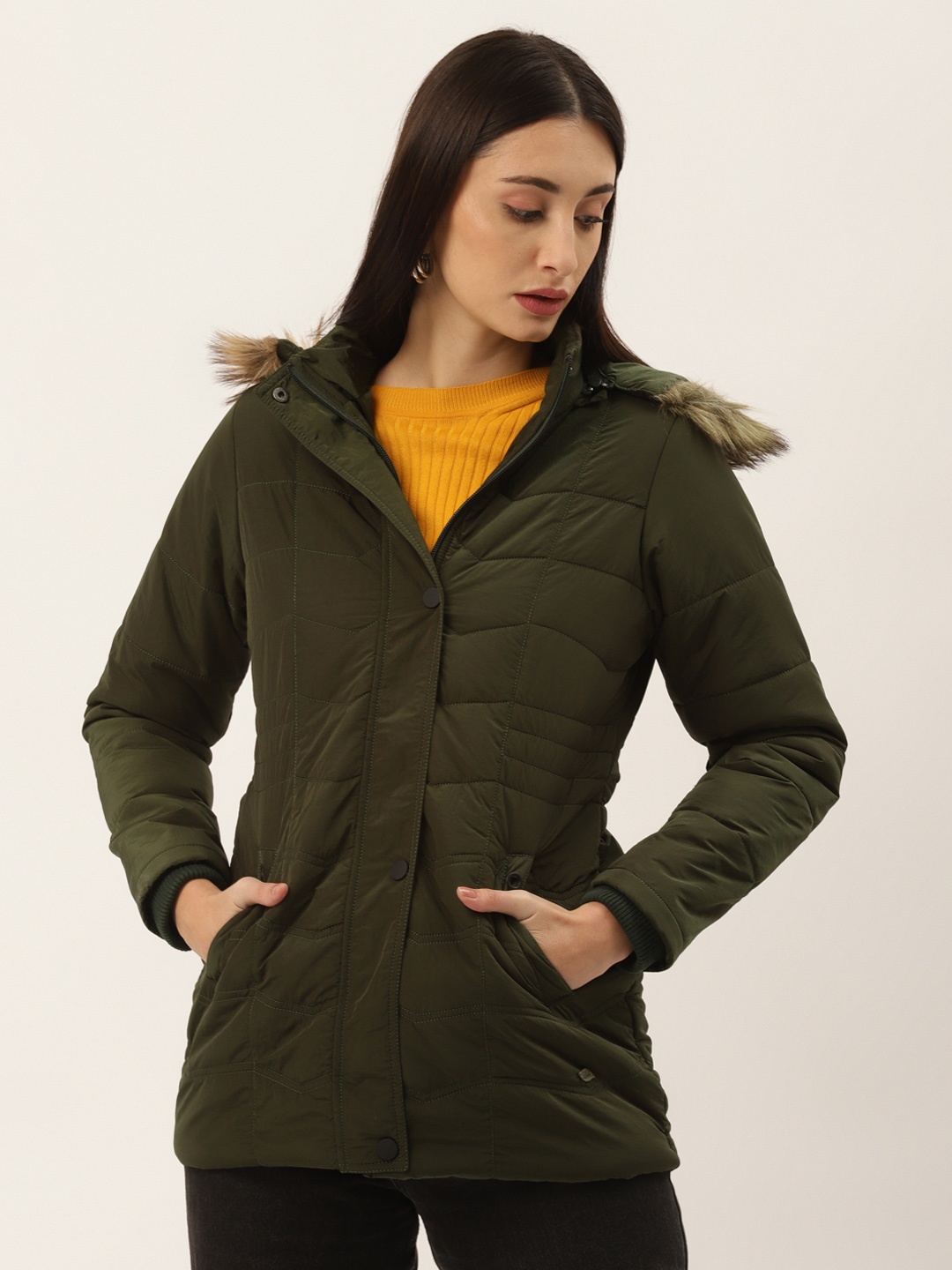 

Duke Women Olive Green Parka Jacket