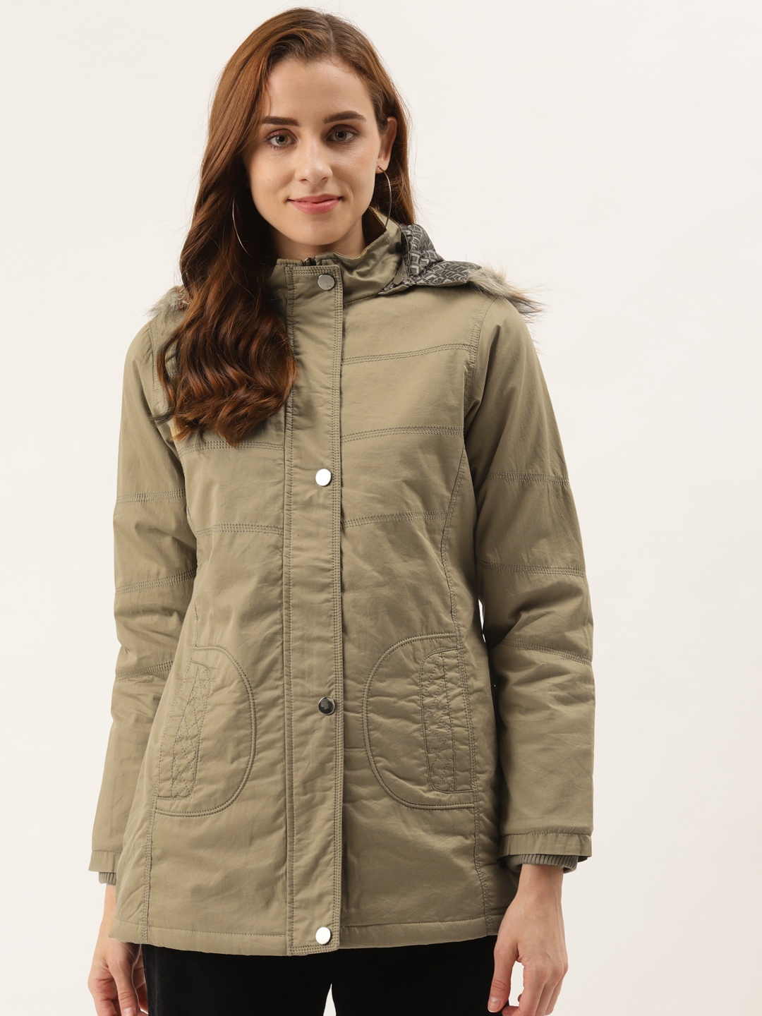 

Duke Women Khaki Solid Longline Parka Jacket
