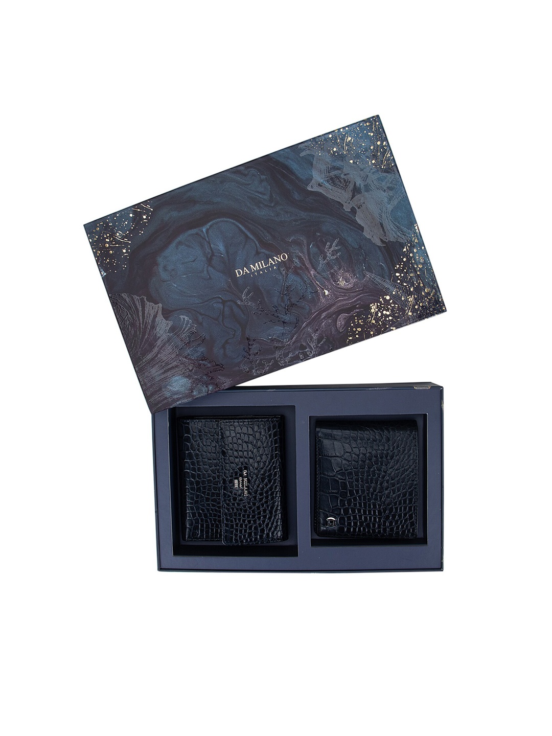 

Da Milano Navy Blue Textured Leather Accessory Gift Set