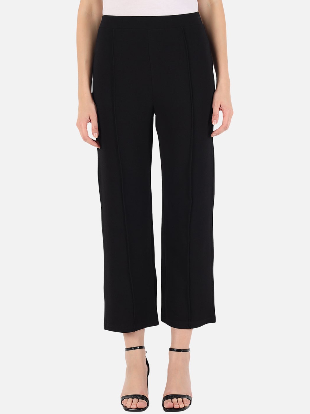 

Trend Arrest Women Black High-Rise Parallel Trousers