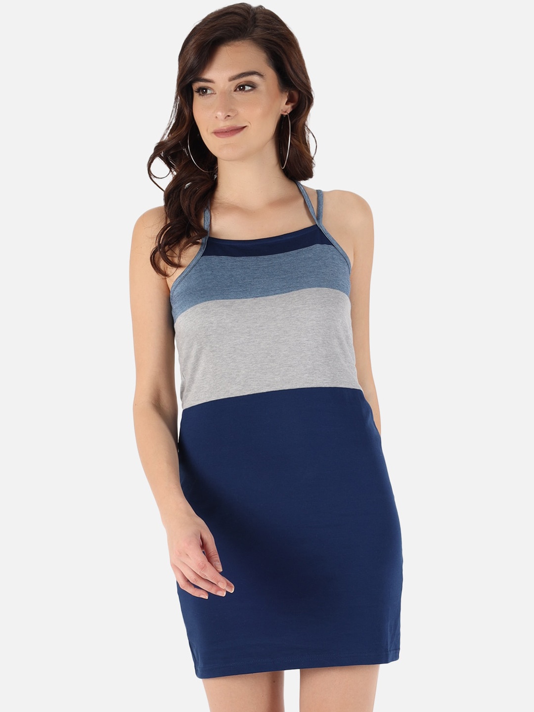

Trend Arrest Blue Colourblocked Sheath Dress