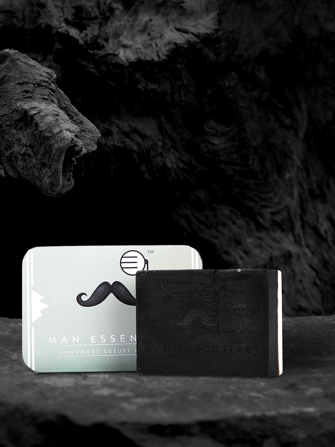

MAN ESSENTIALS Set of 2 Coal Lord Handmade Luxury Bath Bars 200g, Charcoal