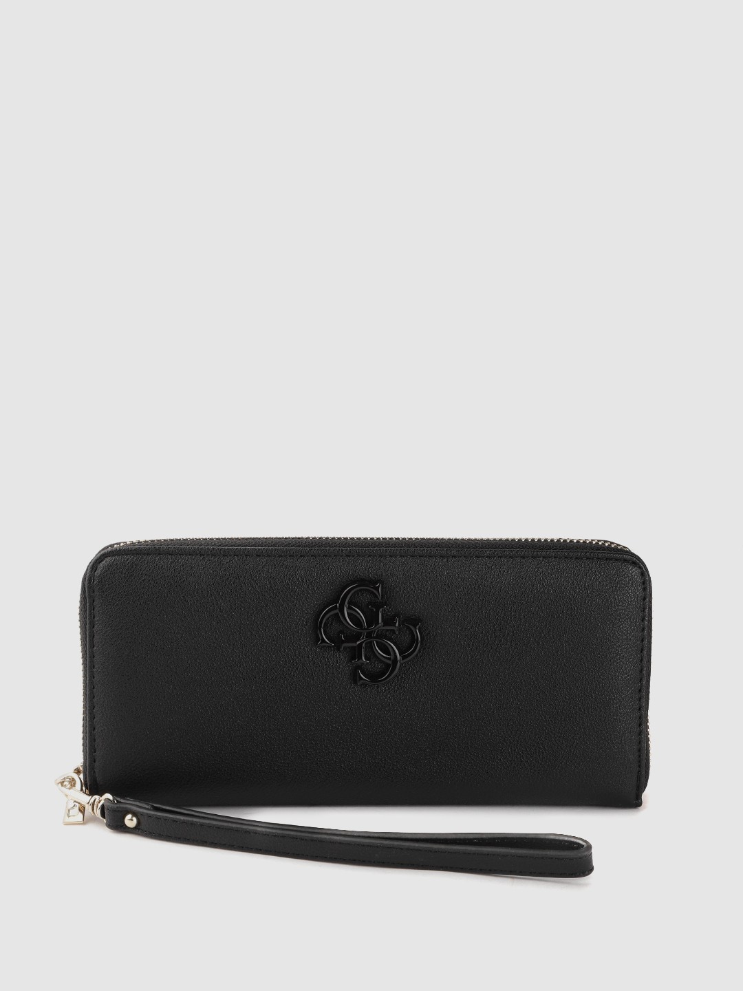 

GUESS Women Black Solid Zip Around Wallet