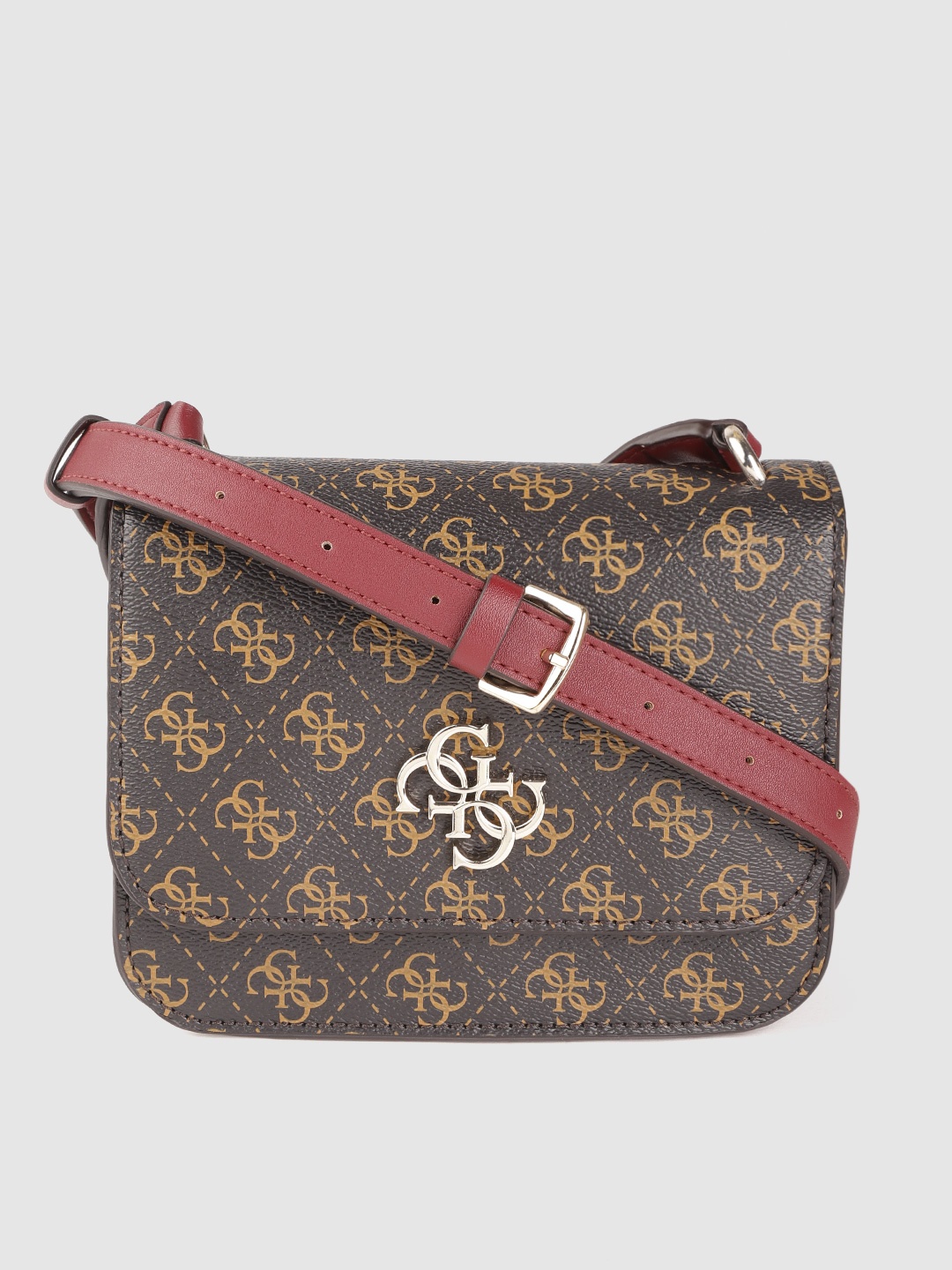 

GUESS Women Brown Brand Logo Print Sling Bag