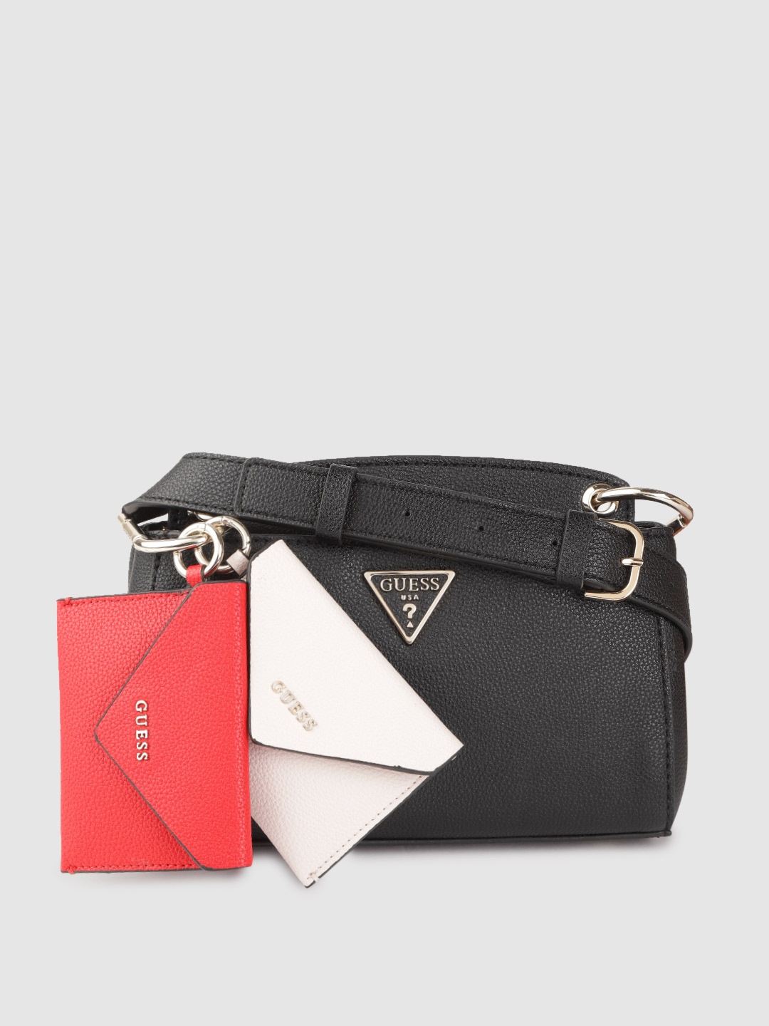 

GUESS Women Black Solid Sling Bag with Mini Detachable Pouches
