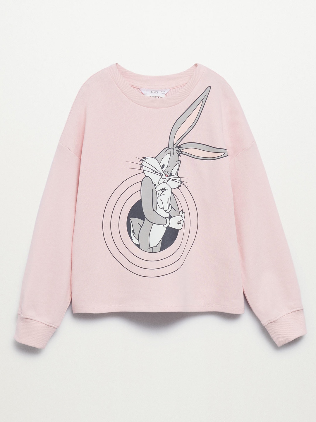

Mango Kids Girls Pink & Grey Pure Cotton Bugs Bunny Print Sweatshirt