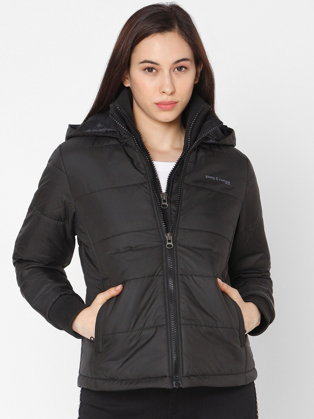 

SPYKAR Women Black Solid Padded Jacket