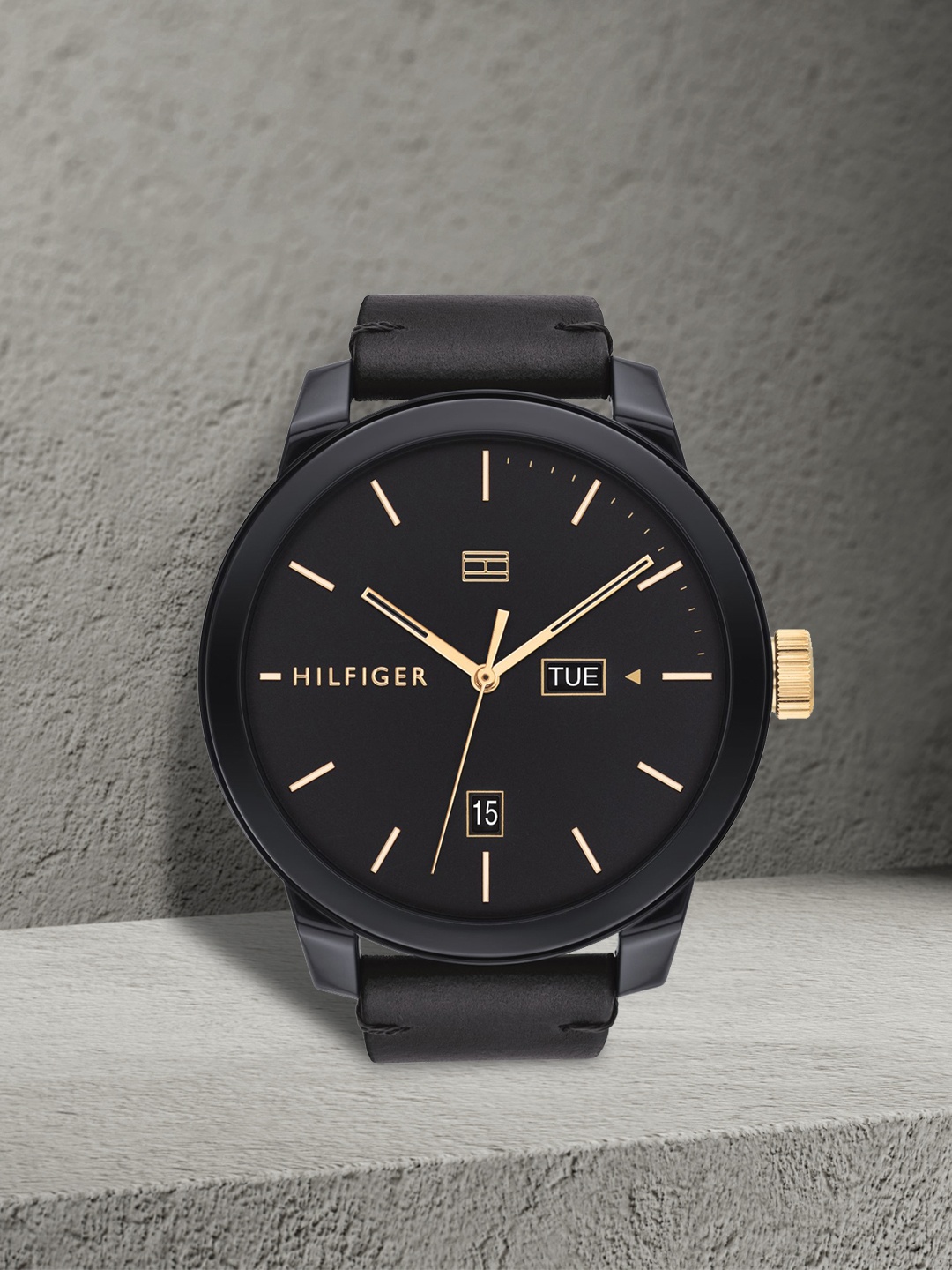 

Tommy Hilfiger Men Black Brass Dial & Leather Straps Analogue Watch TH1791747