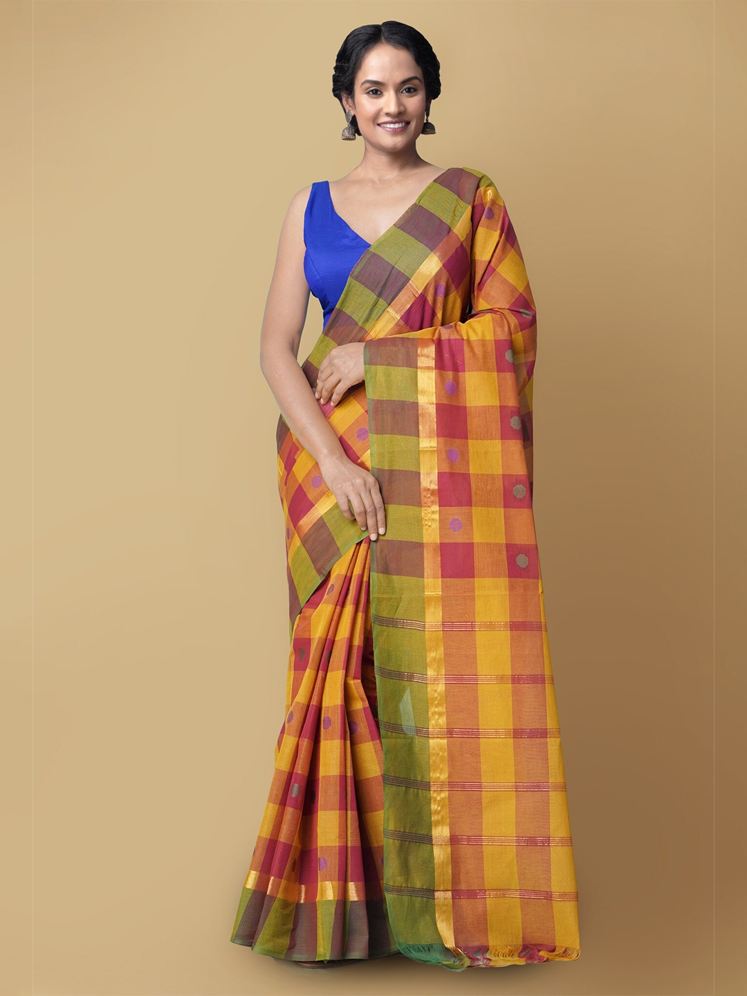 

Unnati Silks Women Yellow & Green Pure Pavani Chettinad Cotton Saree