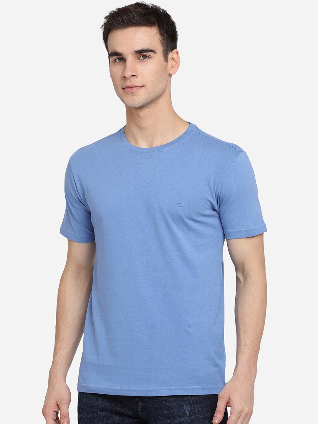 

JADE BLUE Men Blue Slim Fit Pure Cotton T-shirt