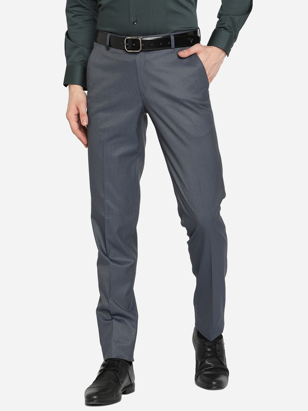 

JADE BLUE Men Blue Slim Fit Formal Trousers