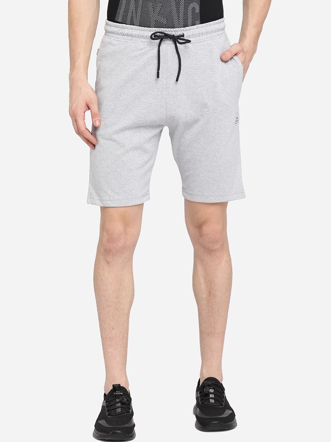 

JADE BLUE Men Grey Pure Cotton Regular Shorts