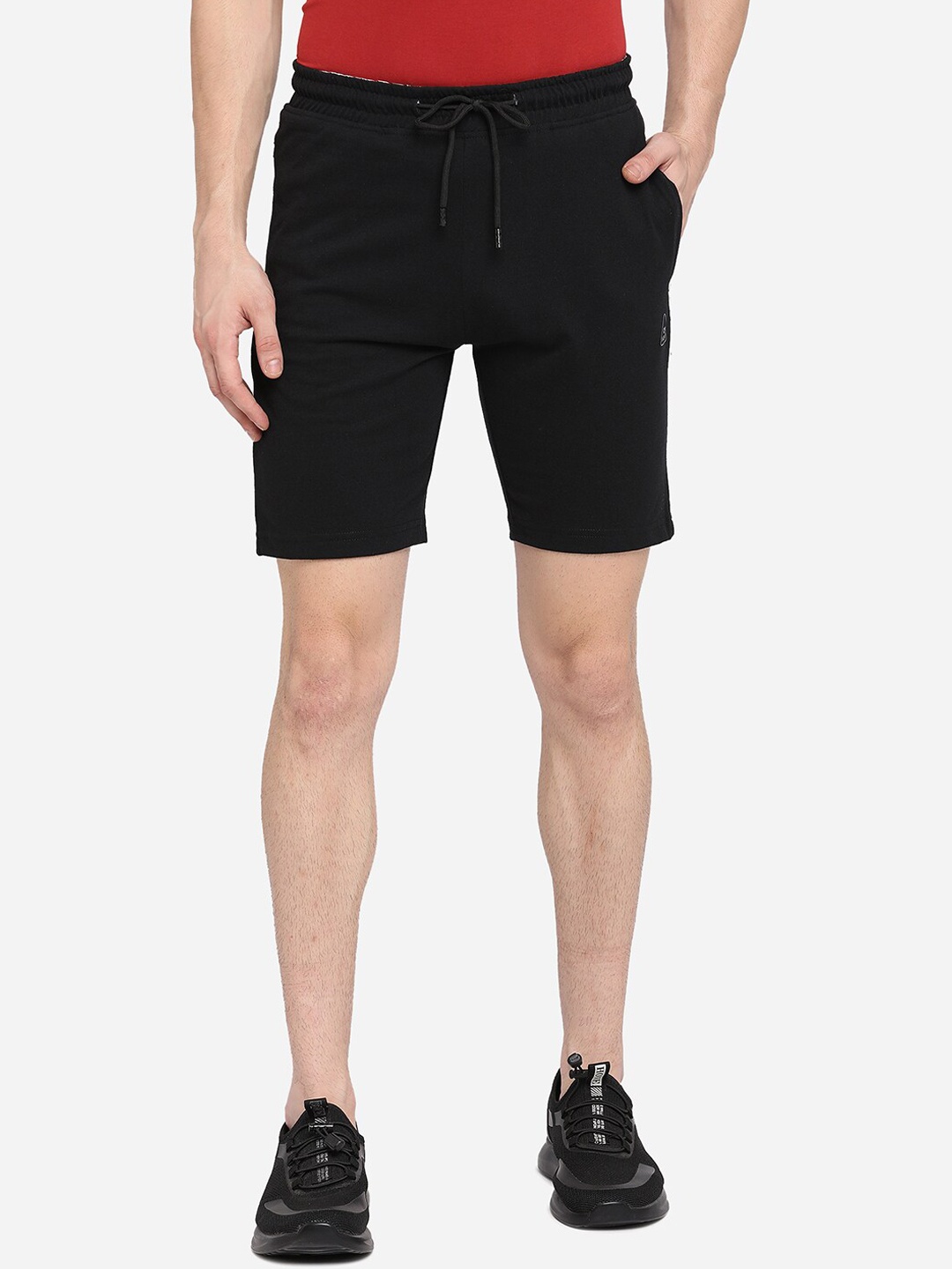 

JADE BLUE Men Black Pure Cotton Regular Shorts