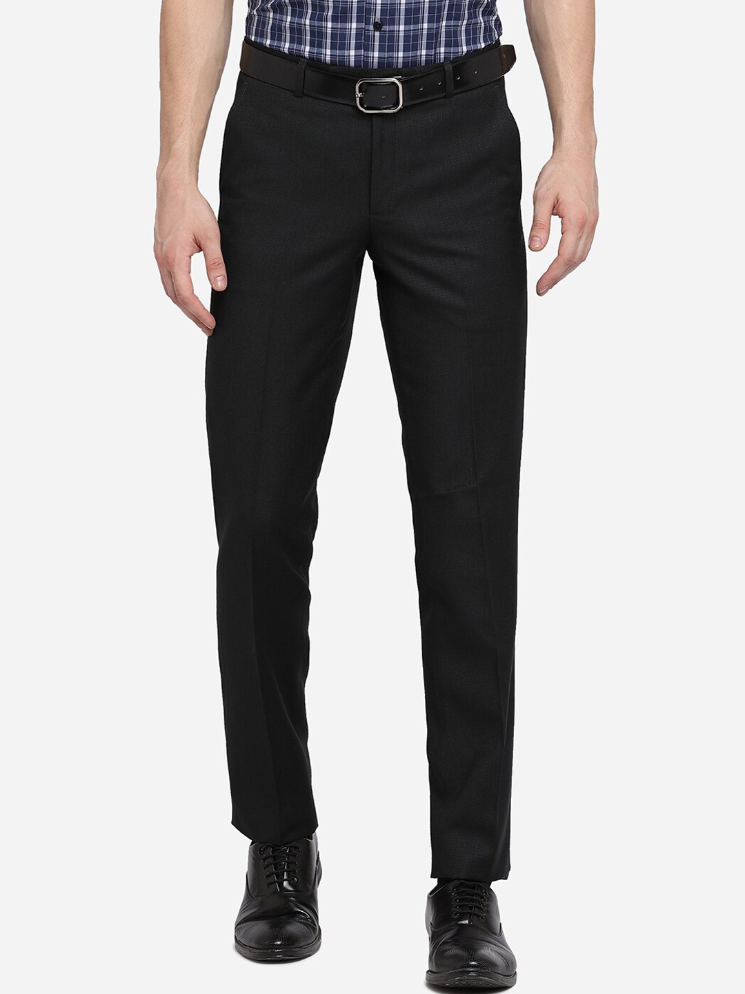 

METAL Men Olive Green Slim Fit Formal Trousers