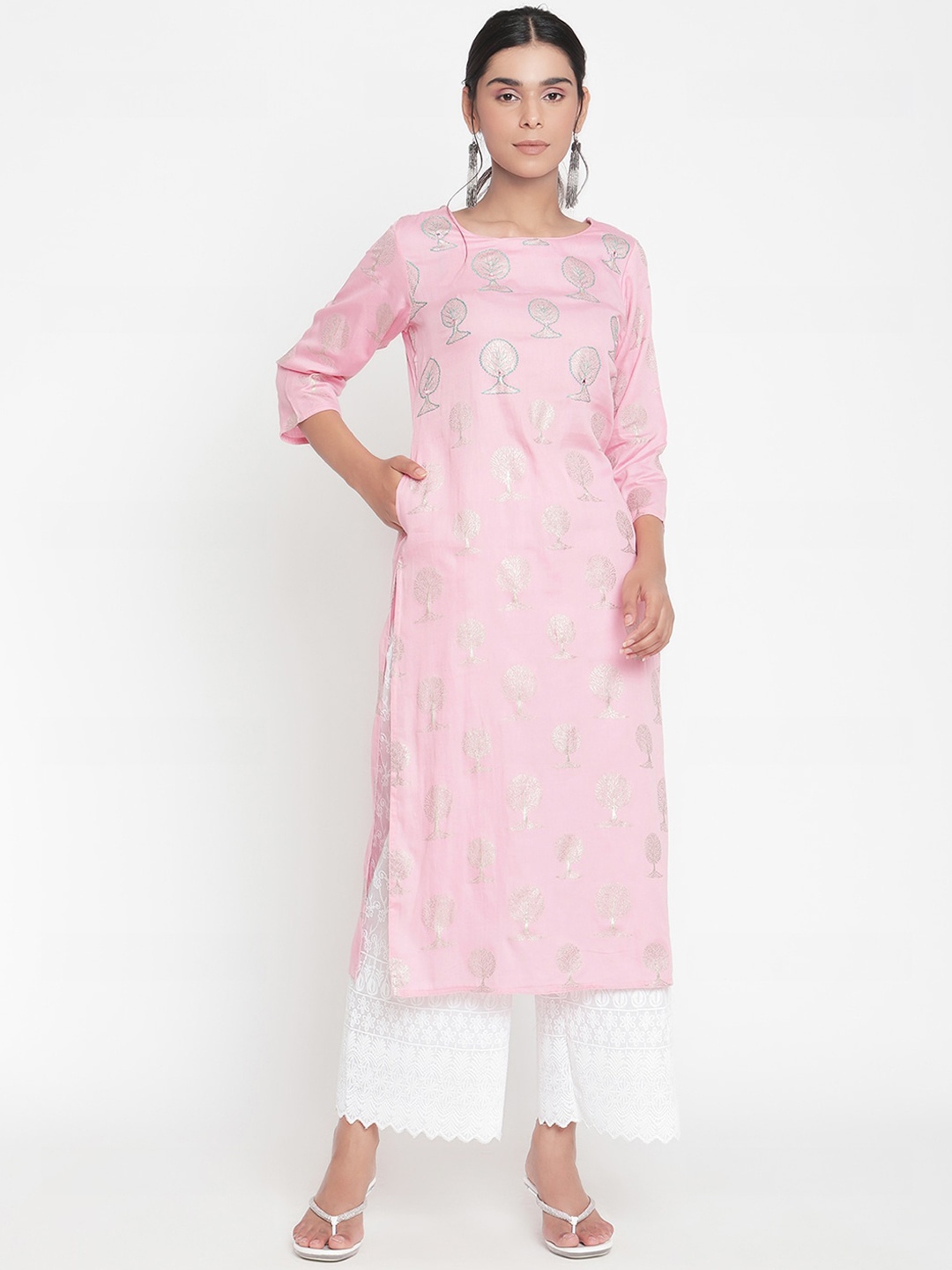 

Ramas Women Pink Ethnic Motifs Embroidered Kurta