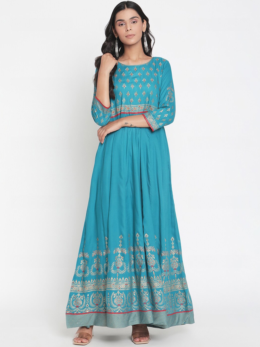 

Ramas Women Green Ethnic Motifs Printed Anarkali Kurta