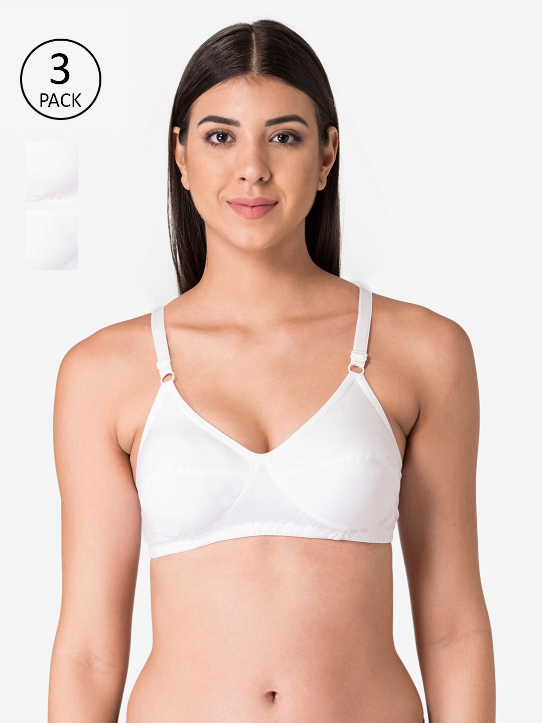 

KOMLI Women Pack of 3 White Everyday Bra- K-9315-3PC-WH