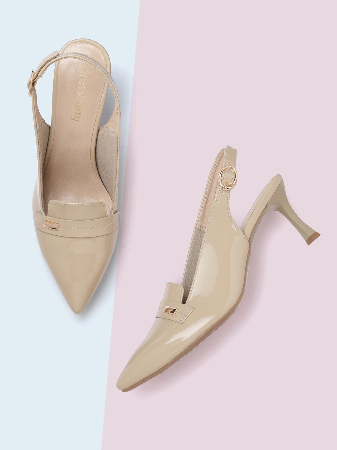 

DressBerry Women Beige Slim Heeled Mules