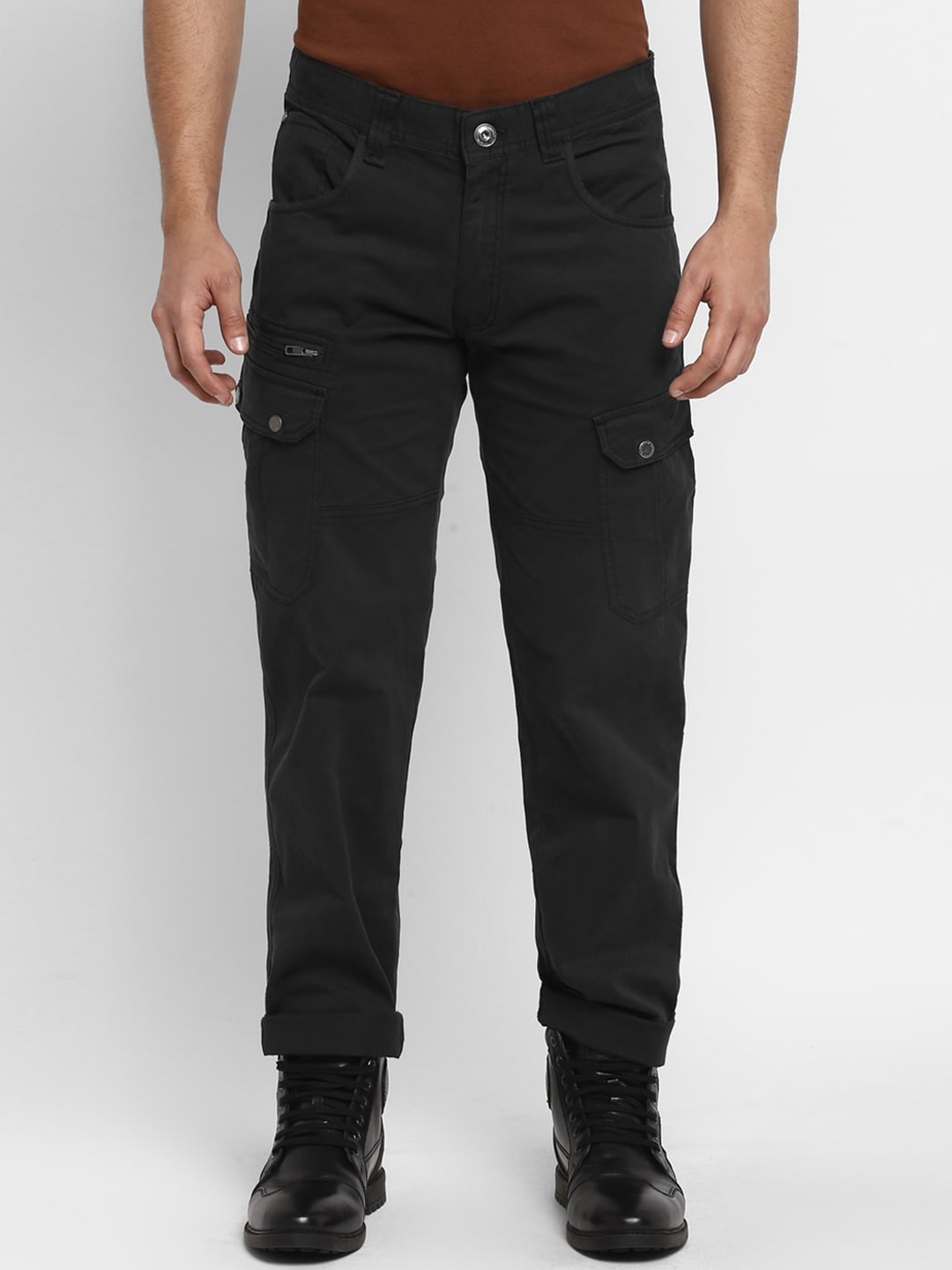 

Royal Enfield Men Black Cargos Trousers