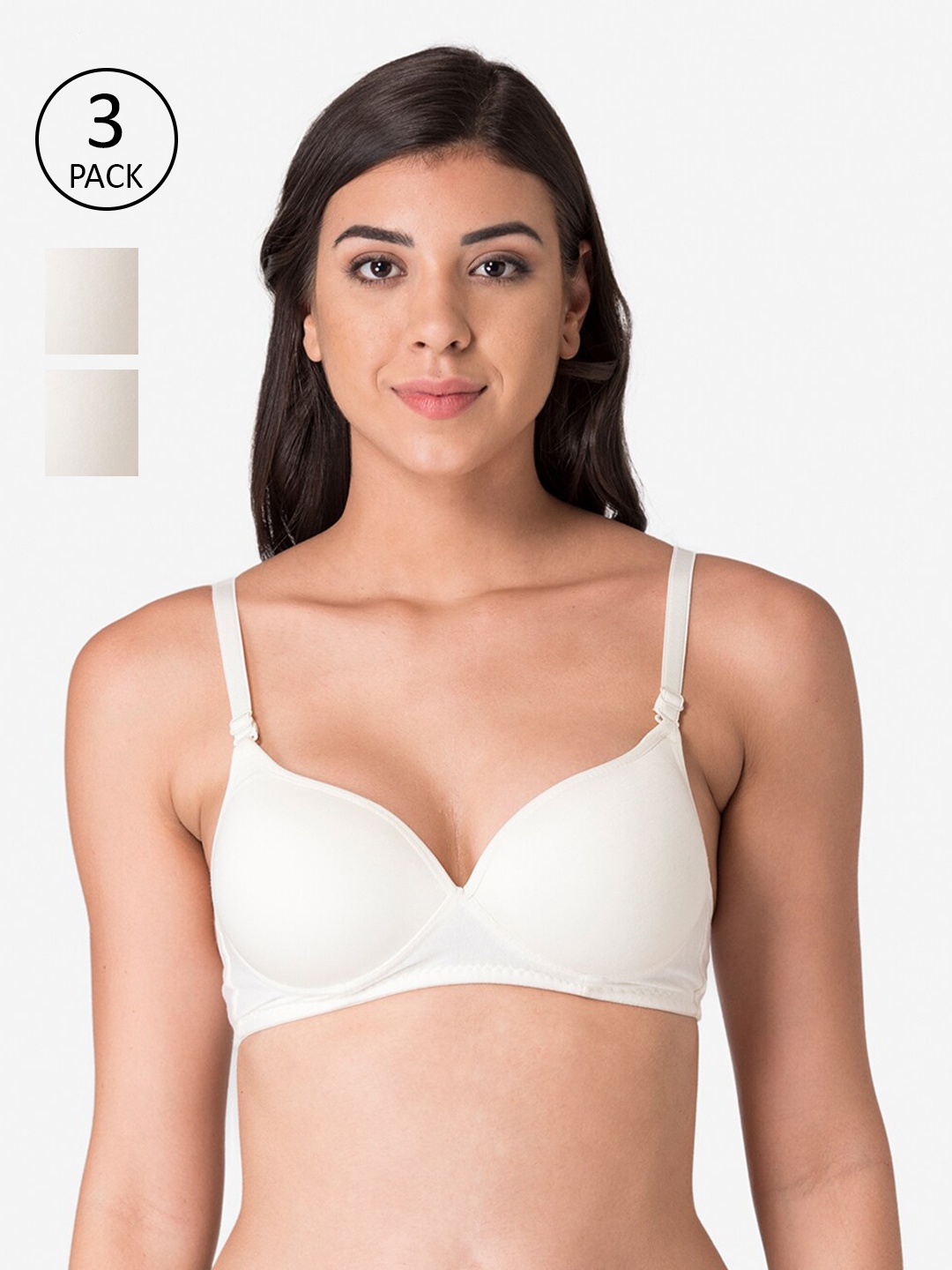 

KOMLI Pack of 3 Off White T-shirt Bra-Heavily Padded K-915-3PC-OFFW