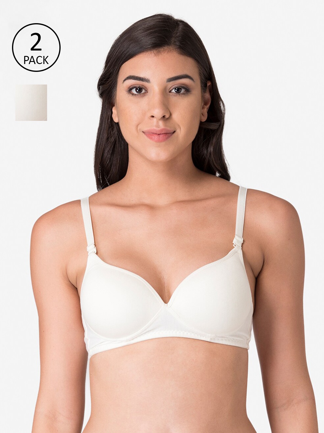 

KOMLI Pack of 2 Off White T-shirt Bra-Heavily Padded K-915-2PC-OFFW