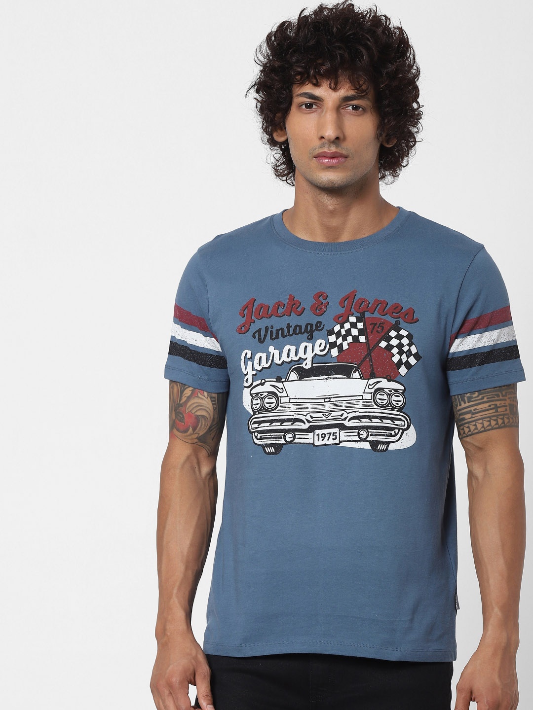 

Jack & Jones Men Blue Typography Printed T-shirt