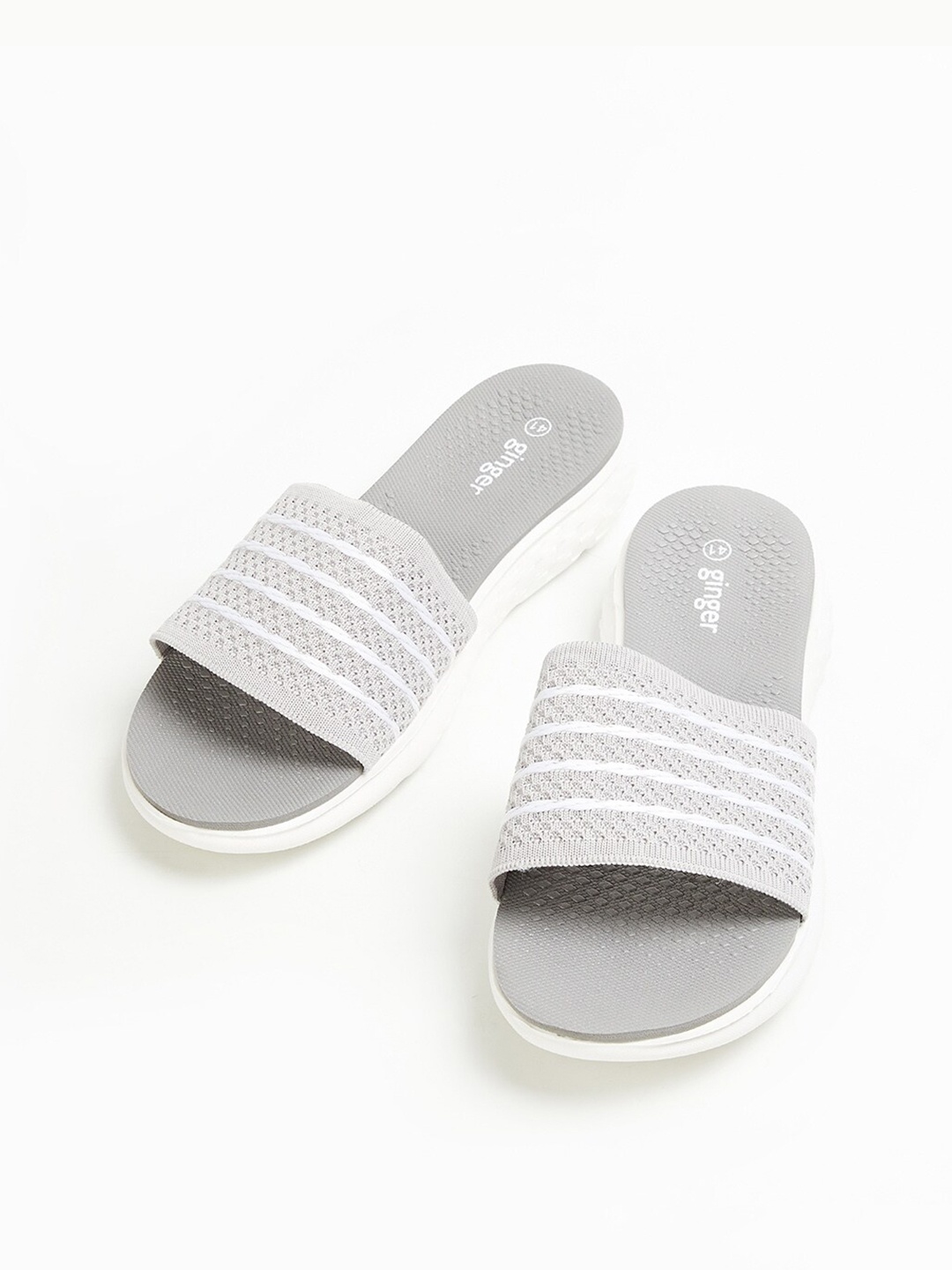 

Ginger by Lifestyle Women Grey & White Striped Sliders