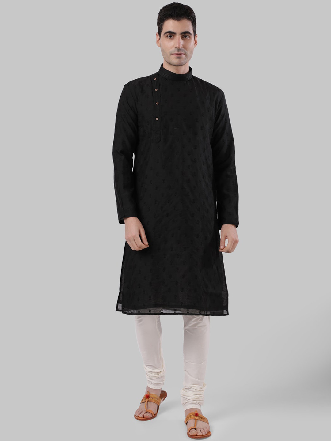 

Ethnix by Raymond Men Black Geometric Thread Work Kurta