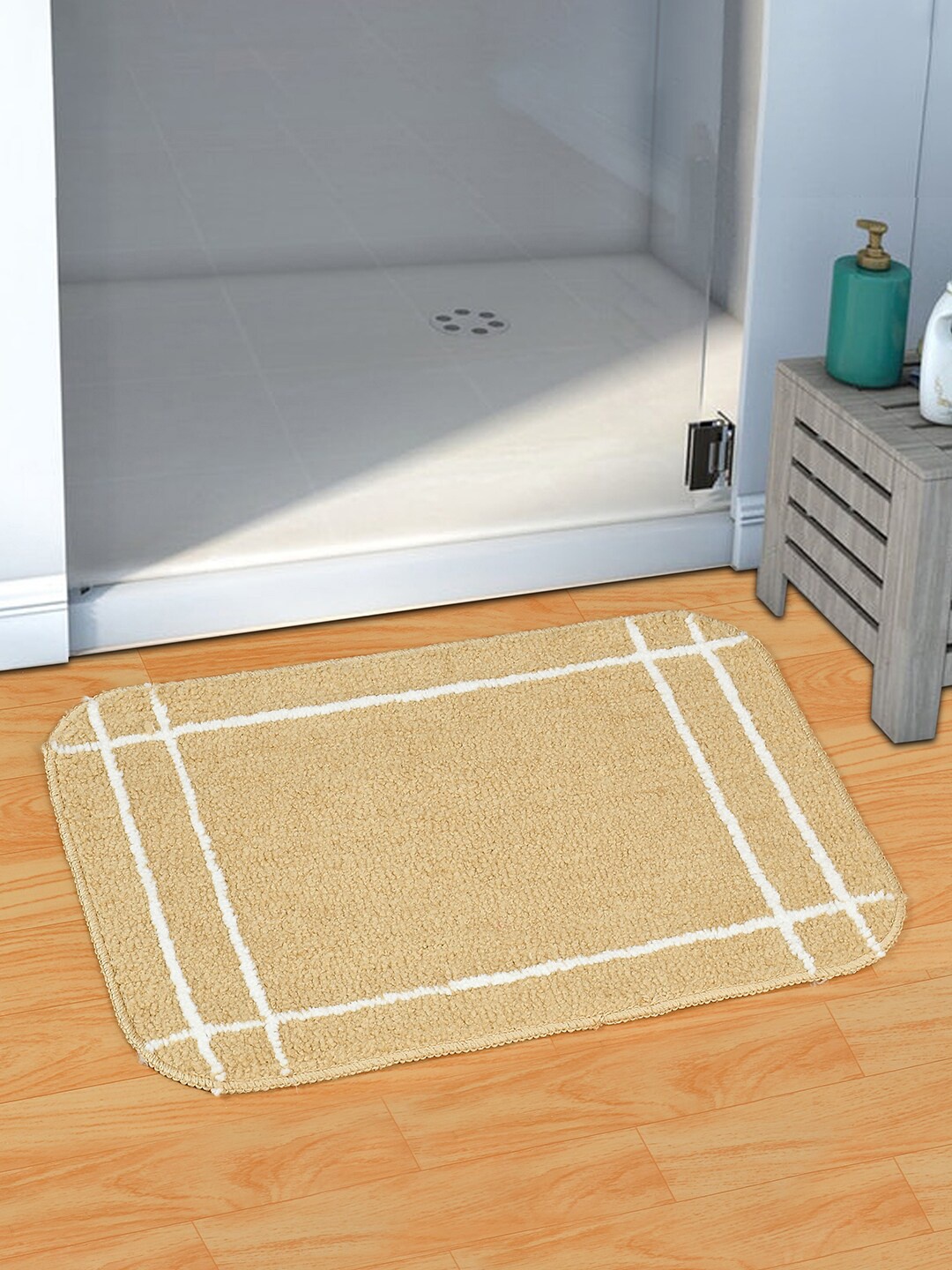 

Florida Set Of 2 Beige & White Striped Microfibre Bath Mats