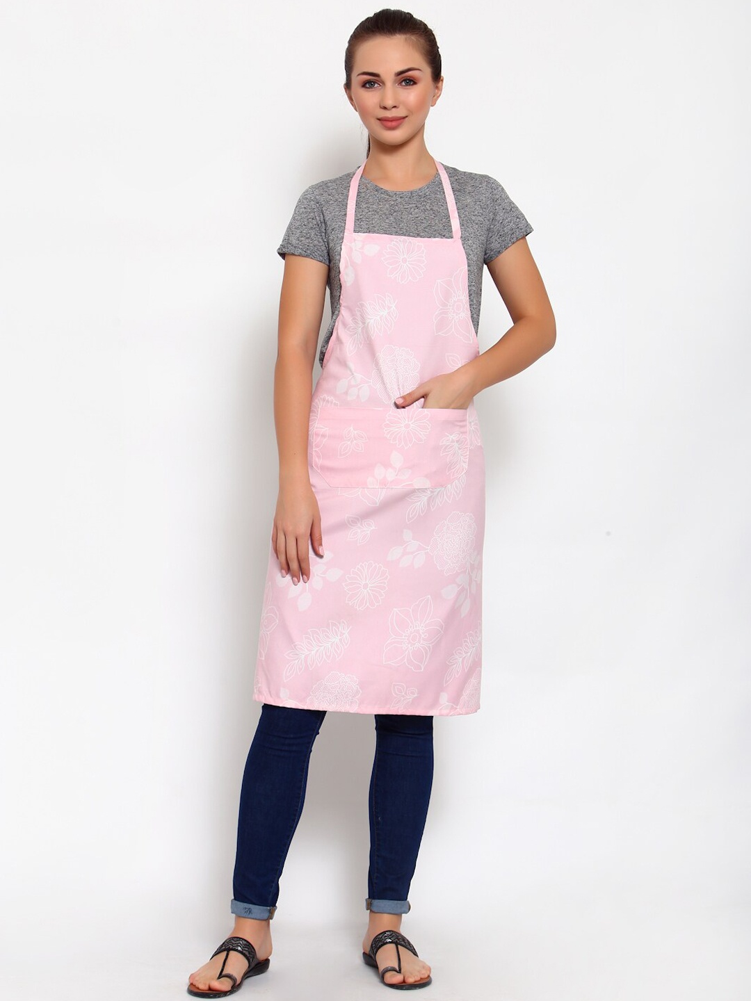 

Arrabi Pink Floral Printed Apron
