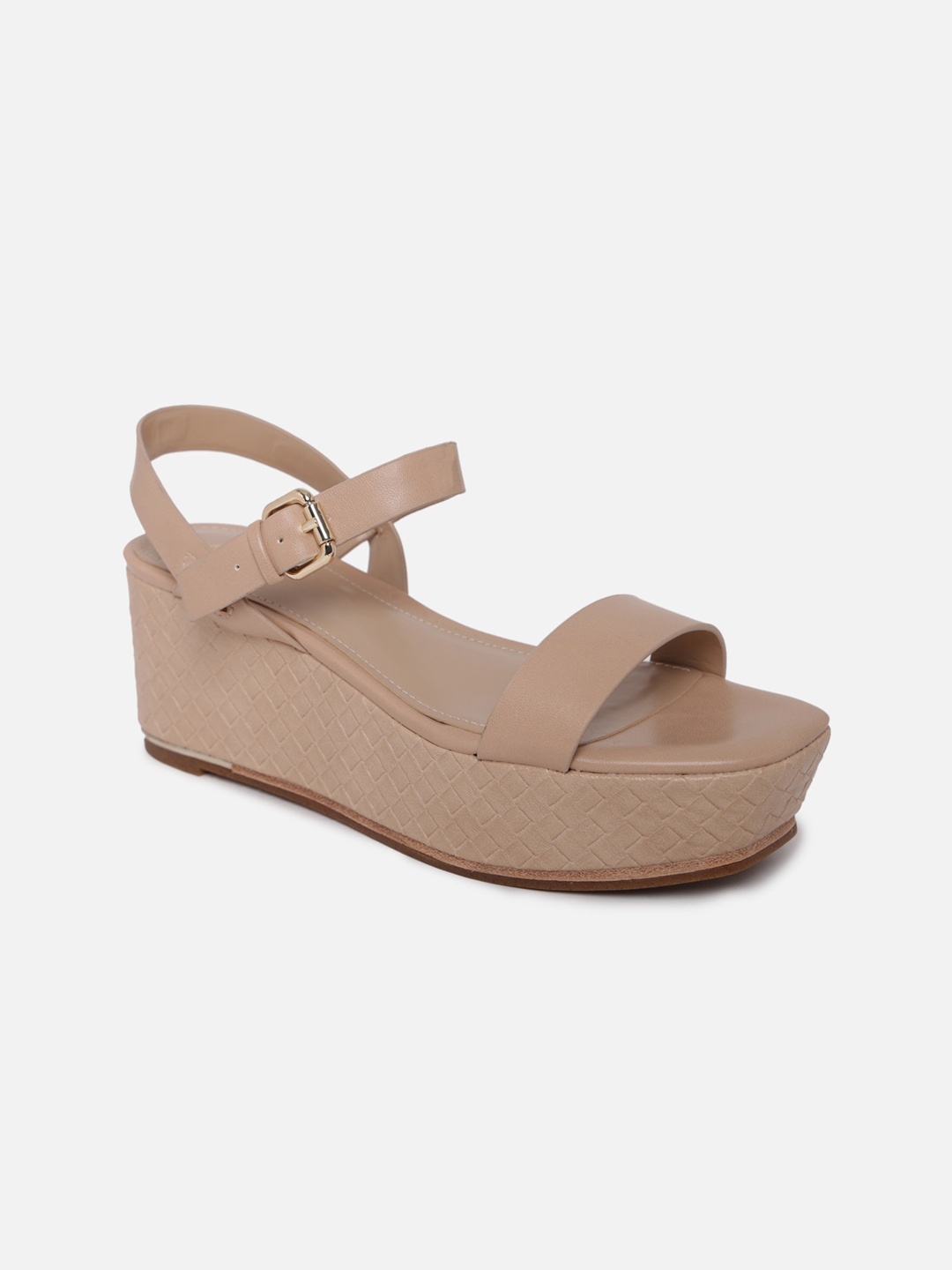 

ALDO Beige Wedge Sandals with Buckles
