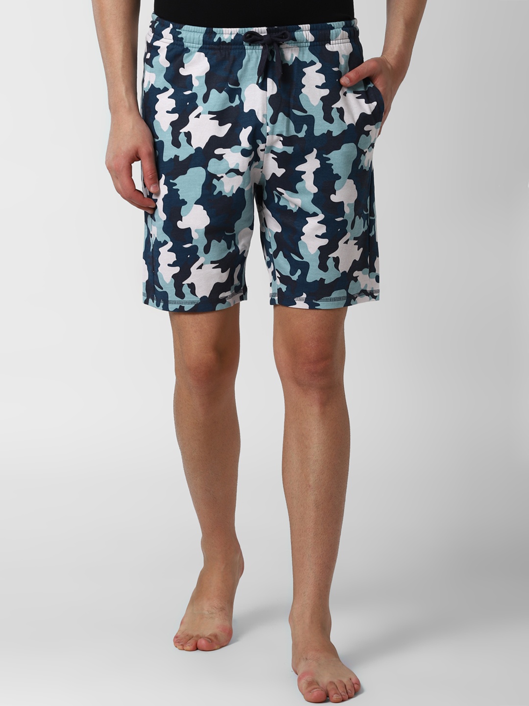 

Peter England Men Navy Blue & White Printed Lounge Shorts