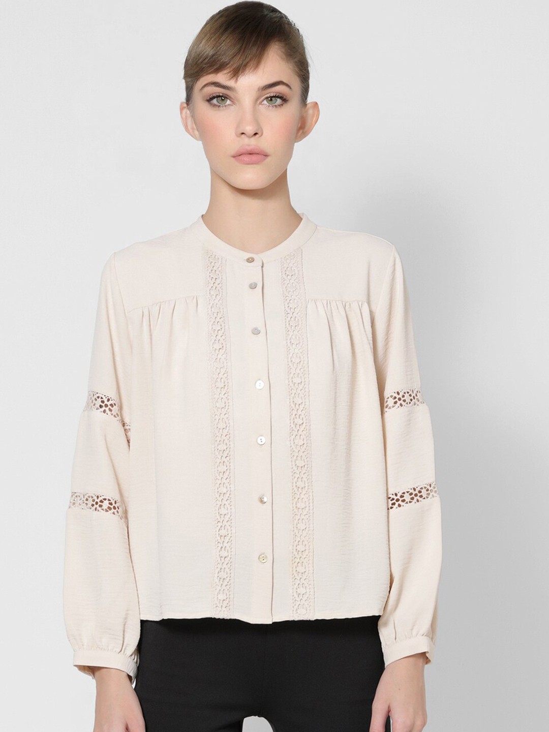 

ONLY Women Beige Opaque Casual Shirt