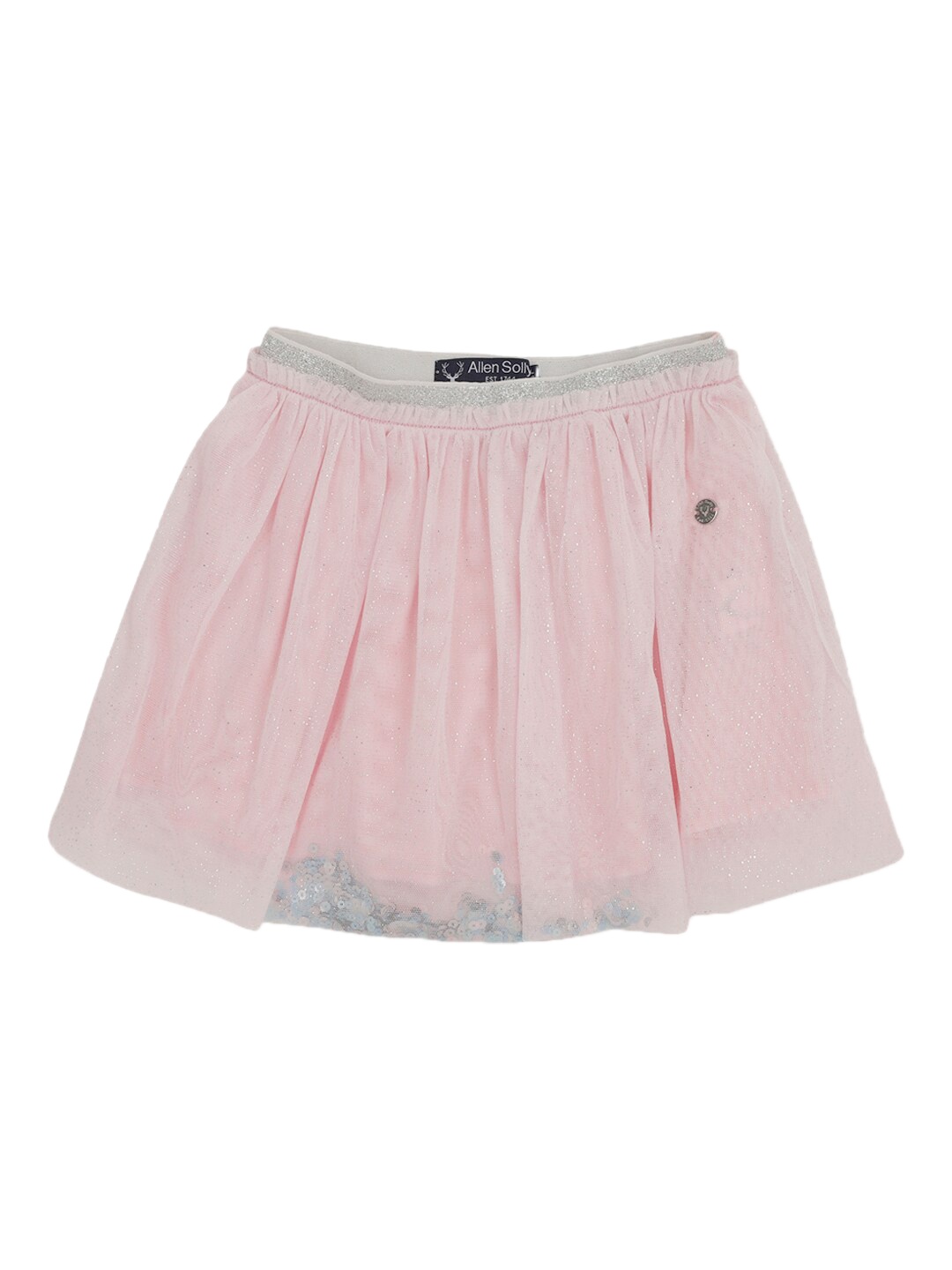 

Allen Solly Junior Girls Pink & Silver-Coloured Solid A-Line Knee-Length Skirt