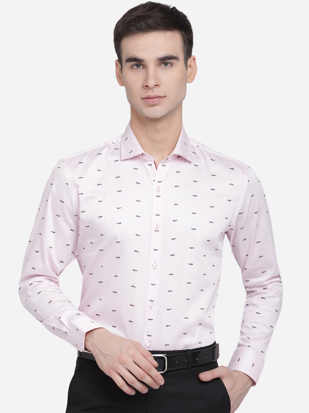 

Greenfibre Men Pink Slim Fit Opaque Printed Casual Shirt